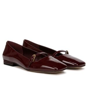 Franco Sarto Women's Tayana Mary Jane Flat In Garnet Patent Faux Leather (WIDE)*